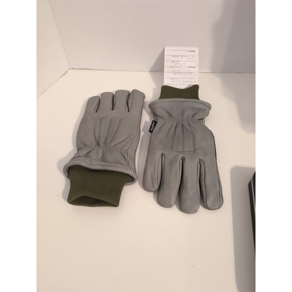 RefrigiWear Leather Thinsulate Waterproof  Touchscreen Fingertips‎ Gray Large